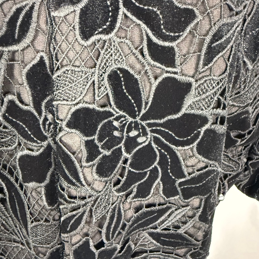 NWT Dress the Population Elsie Black Cut out Velvet Lace Cocktail Dress Sz L - Picture 8 of 14